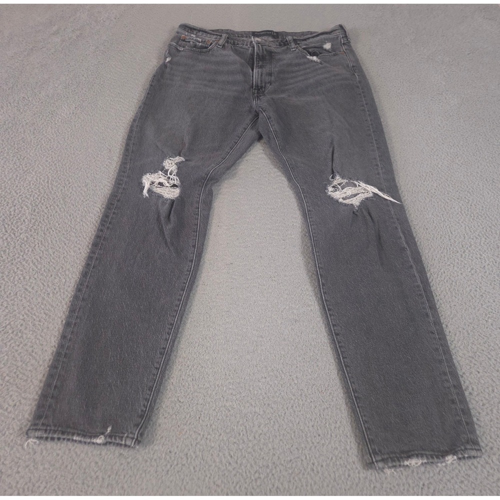 Abercrombie & Fitch Jeans Mens 36x32 Gray 90s Slim Vintage Stretch Ripped Denim